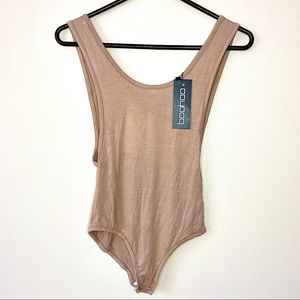 NWT Low Back Scoop Nude Stretch Bodysuit, Size 4